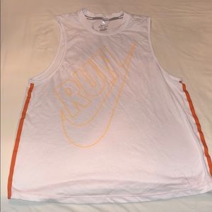 Nike Dri-Fit White And Orange Run Top